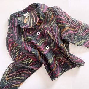 Vintage 70’s Rainbow Zebra Print Cropped Blouse